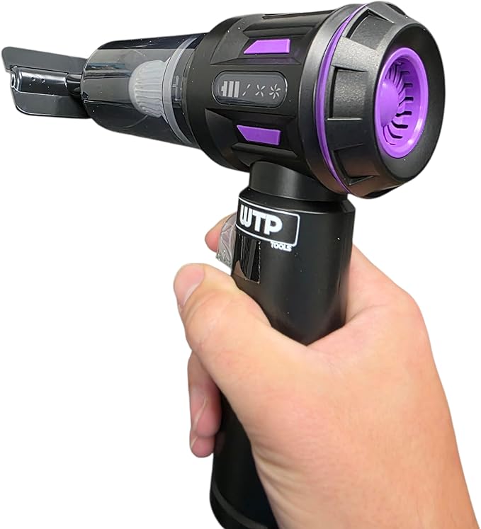 Portable Vacuum Cleaner, 2-in-1 Air Blower and Vacuum, 100W 80,000 RPM, Rechargeable, Gray and Purple, 3 x 200 mAh, Car Office Camping USB Charger