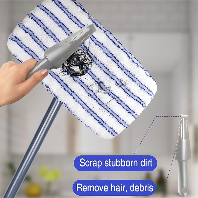 MASTERTOP Microfiber Mops for Floor Cleaning, Extra Large Industrial Mop,Floor Commercial Mop for Wet & Dry Use, Flat Mops for Hardwood, Vinyl, Laminate, Tile Floors, 5 Reusable & Washable Pads