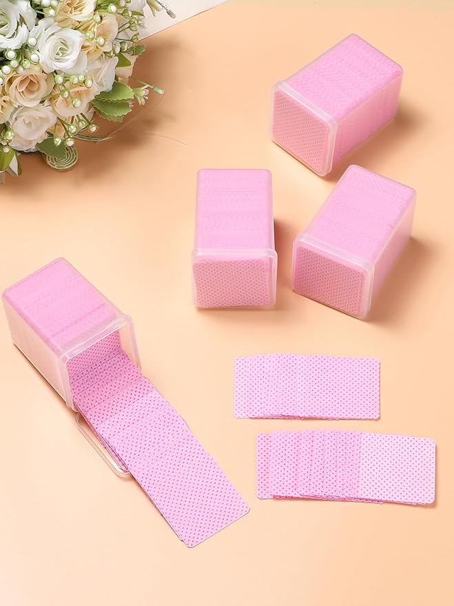 TEOYALL Lint Free Nail Wipes, 1200 PCS Non-Woven Fabric Nail Cleaning Pads Pink Lash Extensions Glue Cleaning Wipes Nail Salon Supplies (1200 PCS)