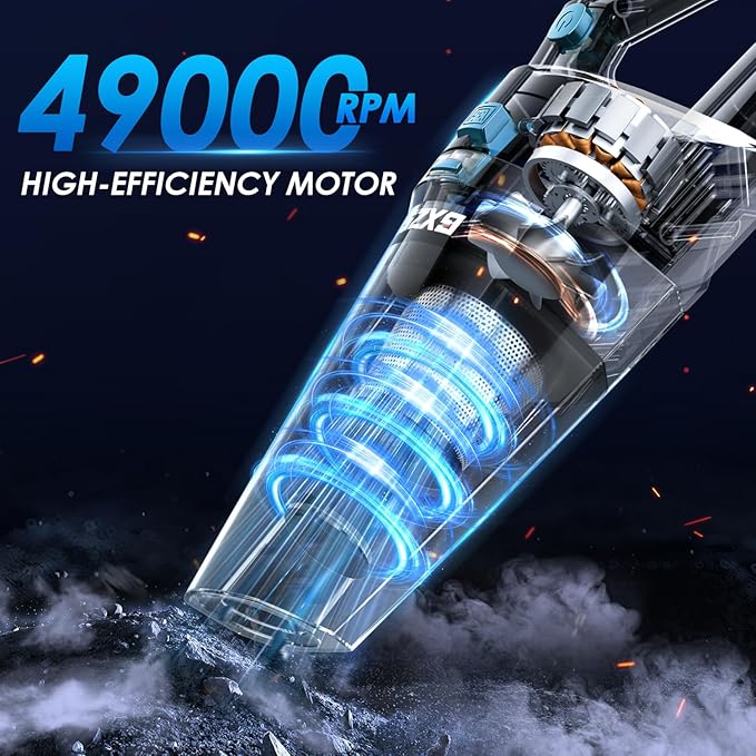Gxzsk Handheld Vacuum Cordless, 15000PA Strong Suction Hand Held Car Vacuum Cleaner Rechargeable, Portable Hand Vacuum with Multi-Nozzles & Washable Filter for Home Office, Car, Pets
