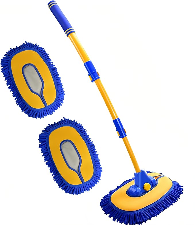 Mveqrrn Scratch-Free Car Wash Brush, Extendable Long Handle Mop (Blue)