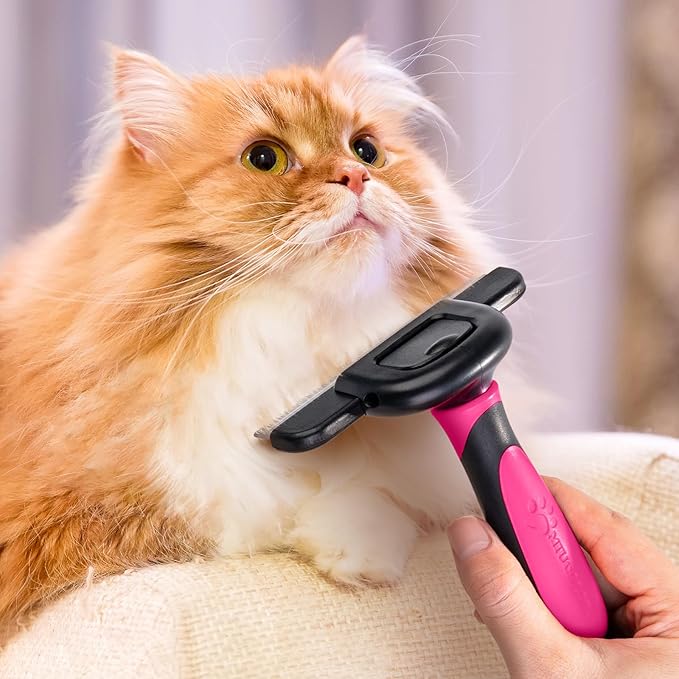 MIU COLOR Long Hair Pet Grooming Brush, Deshedding Tool for Medium and Large Dogs & Cats, Effectively Reduces Shedding by up to 95% for Pet Hair, Pink