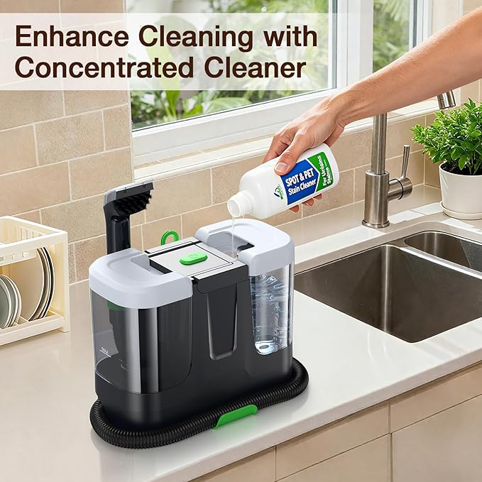 Portable Carpet & Upholstery Cleaner, 18Kpa Carpet Cleaner Machine for Deep Stain Removal, Spot Cleaner for Pet Accidents, Area Rugs, Stairs, Car Seats & Couches, Includes Tools & Self-Cleaning