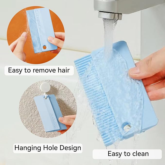 Silicone Pet Hair Removal Tool 2-in-1 Dog Cat Brush for Shedding & Lint Remover for Couch Carpet 2 Pack Pet Supplies (Pink and Blue)