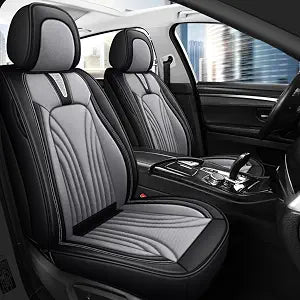 Car Seat Covers for 2 Seats - Nappa Leather 3D Foam Back Support, Super Breathable, All Season Car Seat Cushion with Sto