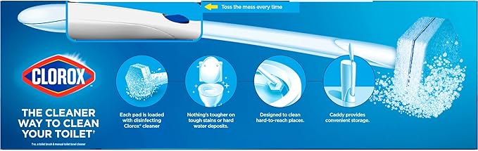 Clorox ToiletWand Toilet Cleaning Kit, ToiletWand, Caddy and 6 Refills, Pack of 6 (Pack May Vary)