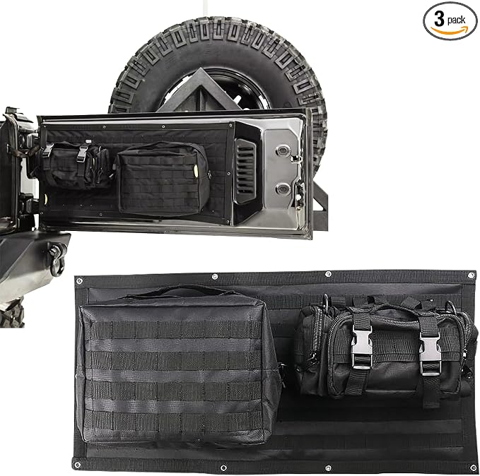 Tailgate Storage Bags Tool Kit for 2007-2018 Jeep Wrangler JK/JKU Back 3PCS