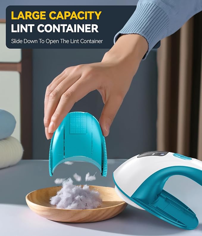 Rechargeable Fabric Shaver and Lint Remover, 3-Speed Adjustable Sweater Shaver with 6-Leaf Replaceable Stainless Steel Blades, 2.6Inch Large Mesh, Removable Bin for Clothes Fuzz, Lint, Pills, Bobbles