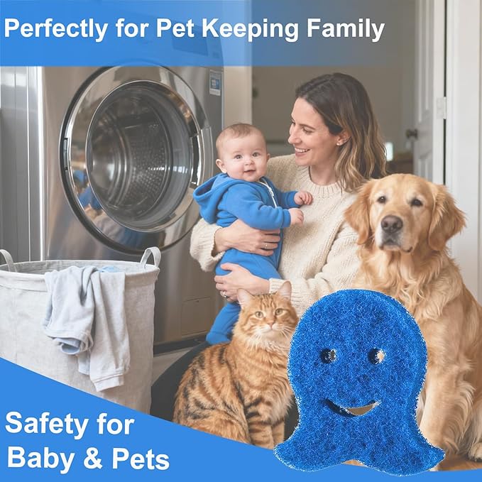 Pet Hair Remover for Laundry, 6PCS Reusable Dog & Cat Hair Remover Tool - Removes Pet Fur, Hair, Lint, Dander from Clothes &Washing Machine. (Blue, Octopus)