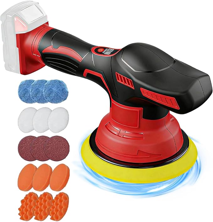 Cordless Buffer Polisher Kit For Milwaukee 18V LI-ION Battery (Battery Not Include), 6 Inch Portable Orbital Buffer Poli