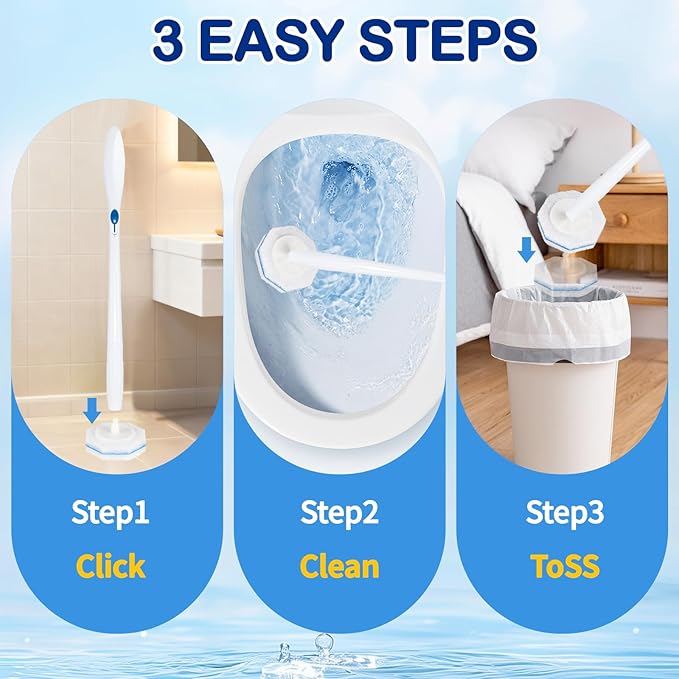 50 Count Disposable Toilet Wand Refills, 5X Cleaning Power Scrubber Refill, Bathroom Cleaning Supplies, No Falling Apart, Fresh Fragrance