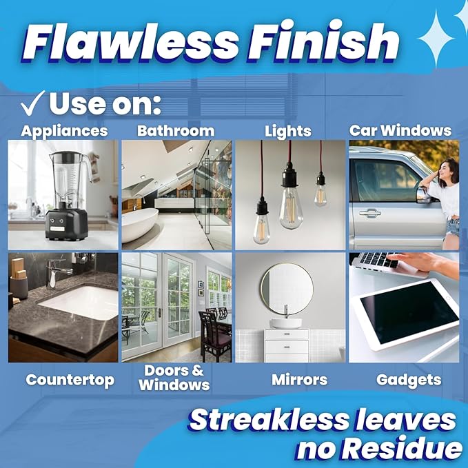 Sprayway Glass Cleaner w/Microfiber Cleaning Cloth - Streak-Free Shine, Safe Formula, Multi Surface Glass, Door, Mirror & Window Cleaner Foam