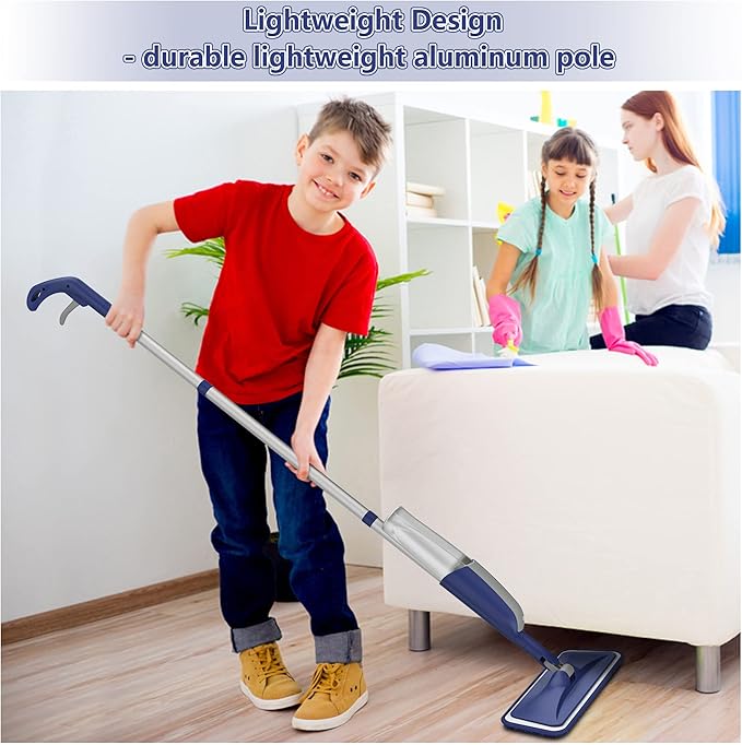 Spray Mops for Hardwood Floor Cleaning: MEXERRIS Wet Dust Mops with 4 Reusable Pads for Swiffer Powermop & 2 Refillable Bottles - Wood Floor Mop Home Commercial Mops for Tile Wood Laminate Vinyl