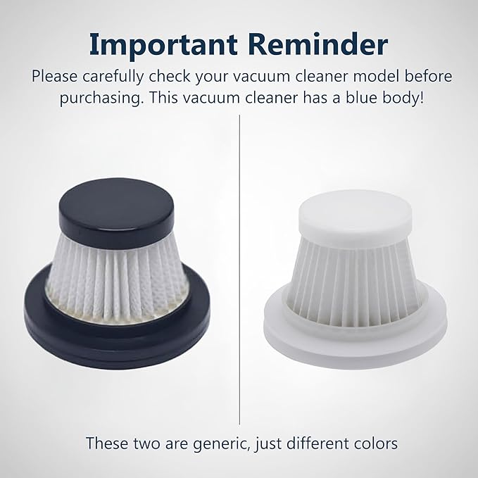 6-Pack LT-117C HEPA Vacuum Filter Replacement with Cleaning Brush, Compatible with KMM LT-117C Handheld Car Vacuum Cleaner, White, 2.08 x 1.45 Inches