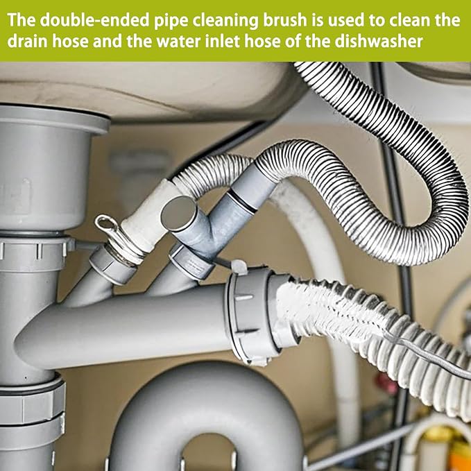 Dishwasher Cleaner Brush Kit - 6PCS Deep Cleaning Tools with Pick, Scraper, Straw Brush, Gap & Angle Brush, Flexible Tubes Brush for Spotless Dishwasher