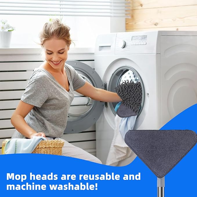 Wall Mop with 80 Inches Long Handle, Wall Cleaner Mop Tool for Window/Walls/Ceiling Fans/Dust/Baseboard/Floors Clean, 360° Ceilings Cleaner Tool Duster with Squeegee 6 Replacement Pads