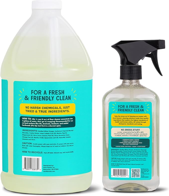 Aunt Fannie's All Purpose Household Cleaner Bundle, Multi-surface Spray and Refill, Powered by Vinegar for Kitchen, Bath, Windows and Countertops, Lemon Scent