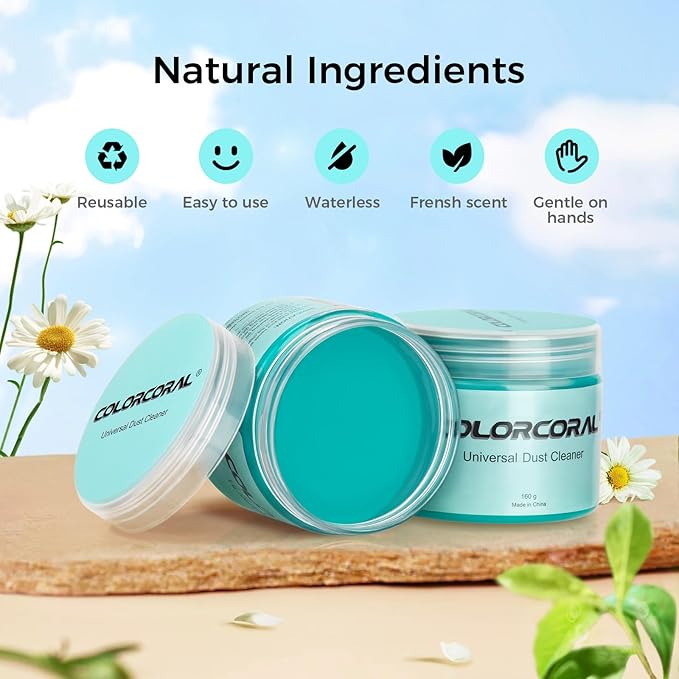 ColorCoral Car Cleaning Gel Universal Gel for Car Vent Cleaner Cleaning Putty Auto Detailing Car Interior Dust Cleaning Kit for Auto Seat, Christmas Stocking Stuffers for Adults Men Women Kid 160g