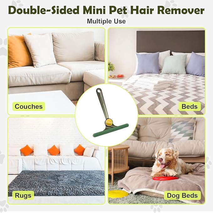 MAVRIZ Carpet Rake for Pet Hair Removal with Dual Copper Blades, 57" Long Handle Pet Hair Remover for Carpet, Cat Dog Hair Remover Carpet Scraper
