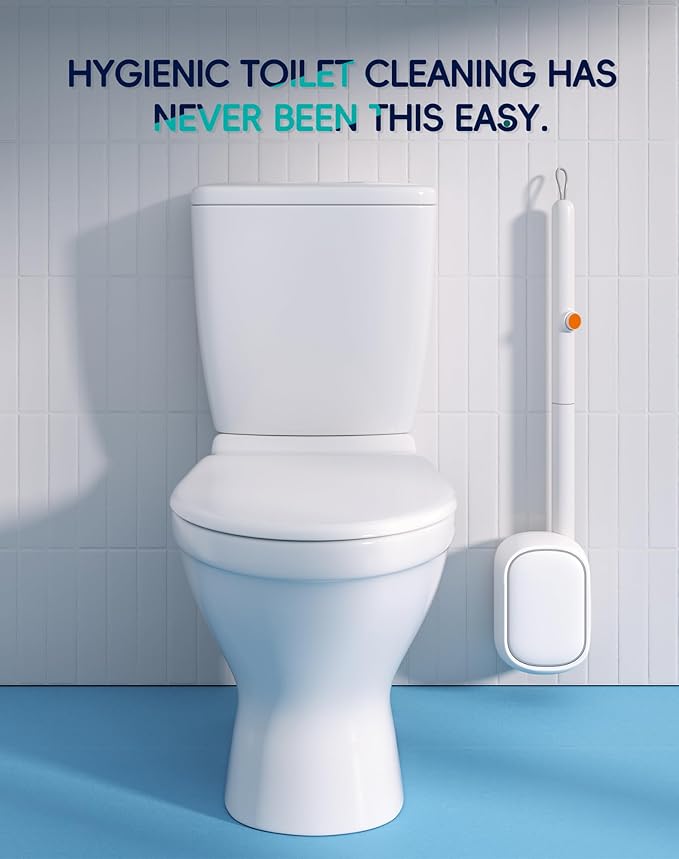 Disposable Toilet Cleaning System - Toilet Wand Kit with 18 High-Performance Refills, Wall Mounted Brush and Holder for Deep Cleaning Bathroom (Brush + 18 Refills)