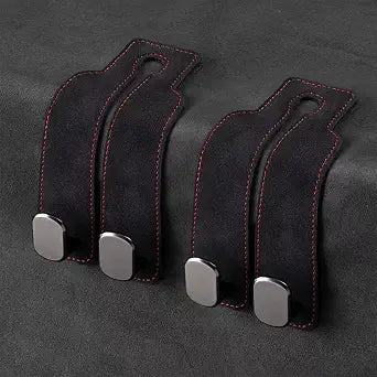 Car Headrest Hooks for Purses and Bags, Double Flexible Leather Hooks Car Accessories Interior for Women Men, 2 in 1 Bac