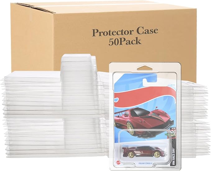 50 Pcs Protector Case Compatible with Hot Wheels Display Case Storage Case Plastic Model Car Clamshell Cases Display Cle