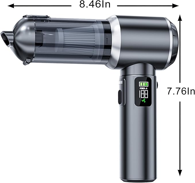 Car Vacuum Portable Cordless,20000Pa Suction Power Handheld Vacuum Ideal for Quick Cleaning in Cars, Homes, and Offices,with Washable Filter and Replaceable Nozzle,Type-C Charging,Silver&Gray