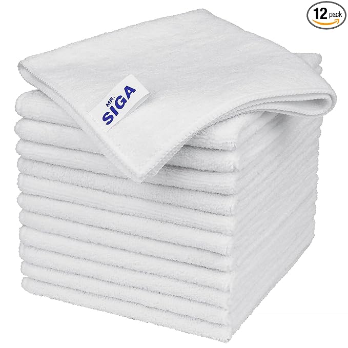 MR.SIGA Microfiber Cleaning Cloths, Streak Free Microfiber Towels, 12 Pack