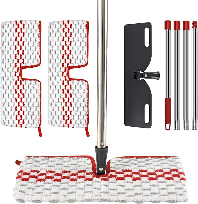 Microfiber Flat Mop Set for Floor Cleaning Ocedar ProMist MAX Dust Mop for Hardwood Floor, Dual-Action Flip Mops Wet & Dry Clean, Adjustable 58" Stainless Steel Mop Handle & 2 Reusable Refills & Base
