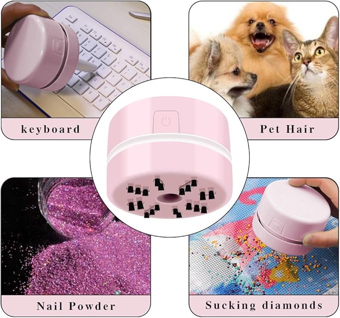BLOCE Diamond Tools, Diamond Accessories for Diamonds, Desk Accessories Hand-Held Vacuum Cleaner, Desk Vacuum Cleaner Mini (Pink)