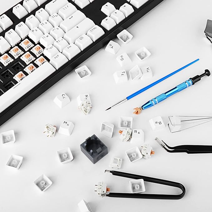 RUNJRX Keyboard Lube Kit with Switch Opener,Tweezers,Keycap Puller,Switch Puller,4-Claw Grabber,Switch Lube Brush for Custom Keyboard, Keyboard Lube Tools
