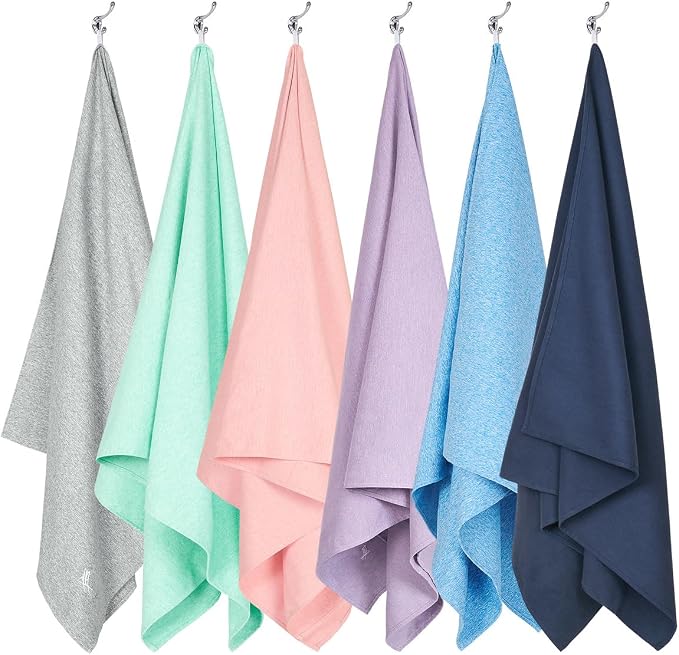 Dock & Bay Beach Towel - Quick Dry, Sand Free - Compact, Lightweight - 100% Recycled - Includes Bag - Set of 6 - Essenti