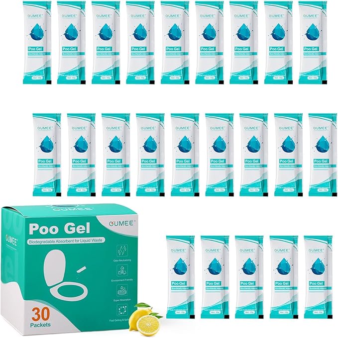 Lemon Portable Toilet Gel, Poo Gel for Potty, Camping Toilet Powder for Bucket, Eco Absorbent Gelling, Portable Urine Packets for Outdoor Recreation Supplies (Lemon-50 Packets, 10g of each)