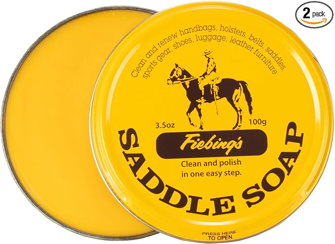 Fiebing's Yellow Saddle Soap for Leather (3.5 oz Tin) - Leather Cleaner & Conditioner to Soften, Protect & Restore Leath