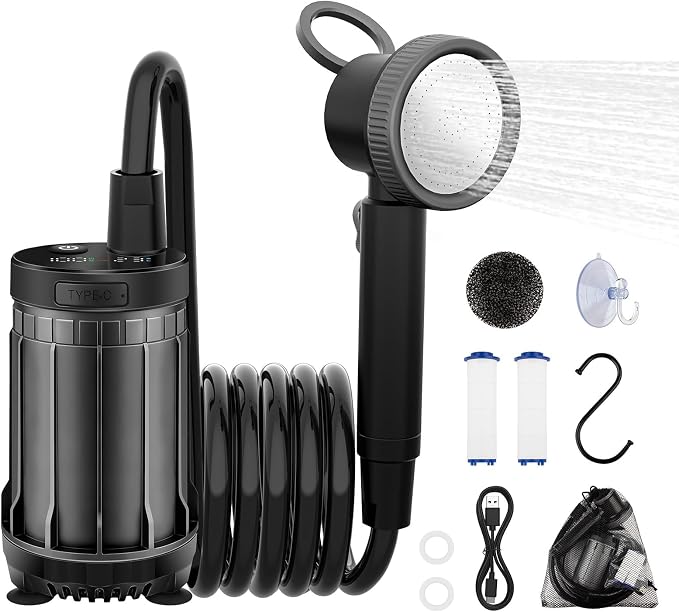 Fotgear Portable Camping Shower, Long-Lasting Rechargeable Outdoor Shower