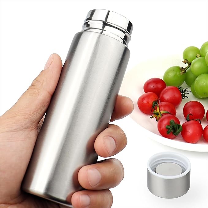 Cute Small Water Bottle, 4.4 Fl. Oz, Pack of 4, Mini Slim Flask for Kids Lunchbox, Portable Skinny Purse Water Bottle, Vacuum Insulated Reusable Leak Proof Stainless Steel Cup