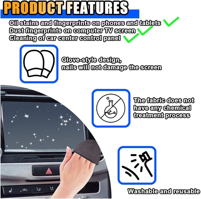 Triangle Car Touch Screen Cleaner Cloth, Microfiber Cleaning Pad Car Cleaning Wipes, Vehicle Screen Cleaner Tool Car Interior Cleaning Cloth for Car Dashboard Display Electronic Devices (Triangle)