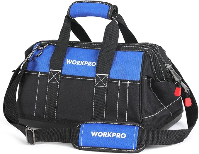 WORKPRO 16-inch Wide Mouth Tool Bag with Water-Proof Molded Base