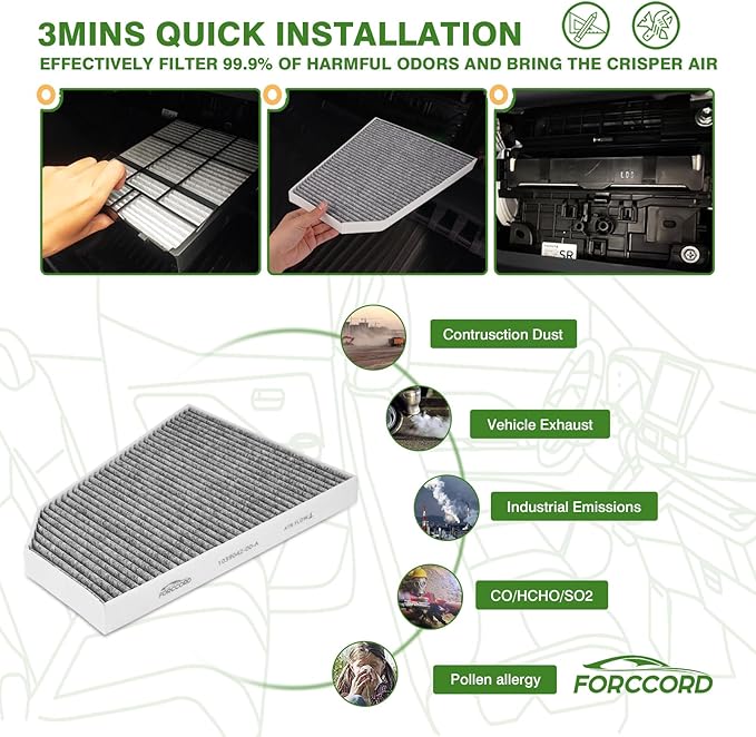 Internal Cabin Air Filter Fits for 2015-2020 Tesla Model X Cabin Filter Replacement 103904200A, 103904200B, PC99459X Car Accessories