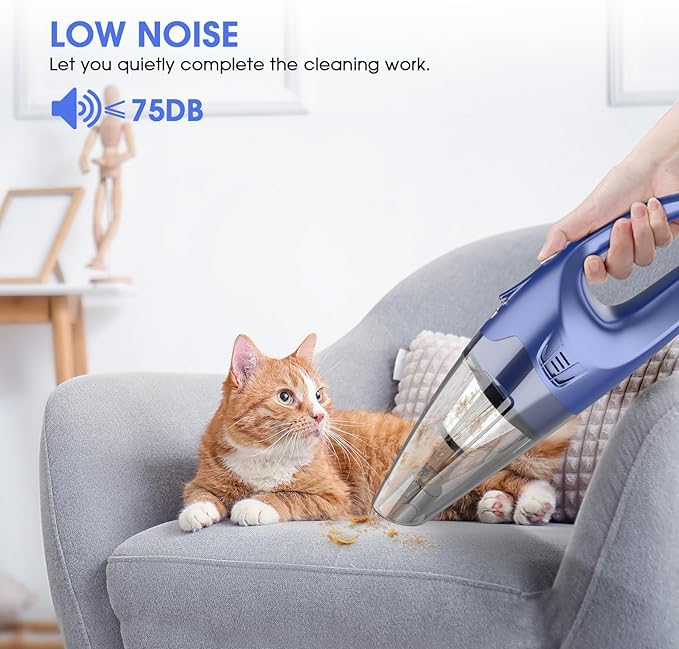 YOOHI Handheld Vacuum Cordless Rechargeable – 6000Pa Mini Hand Held Vacuum, LED Light, 20–25 Mins Runtime, USB Charging, 500ML Cup – Lightweight Small Vacuum Cleaner Cordless for Car/Office/Home