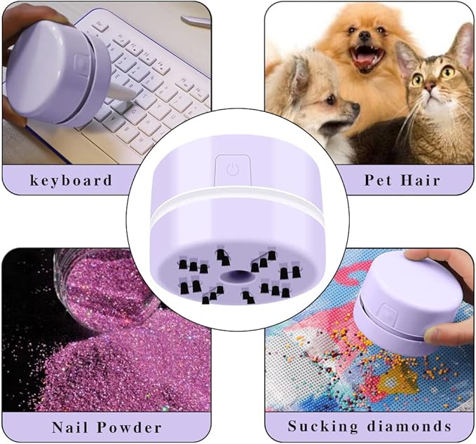 BLOCE Diamond Tools, Diamond Accessories for Diamonds, Desk Vacuum Cleaner Mini, Hand-Held Vacuum Cleaner for Painting Lover (Purple)