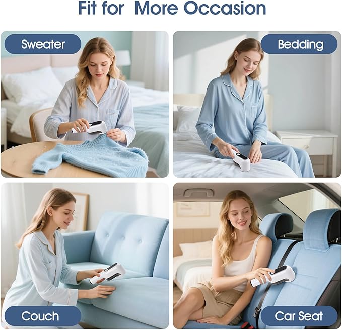 Electric Fabric Shaver Defuzzer - Rechargeable Lint Remover with LED Display, 2-Speed Sweater Pill Remover for Clothes Couch Blanket