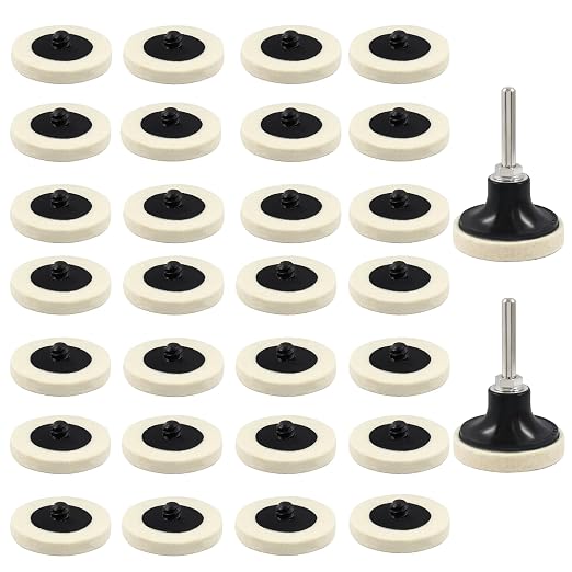 Bonsicoky 2 Inch Compressed Wool Polishing Buffing Pads, 30 Pcs