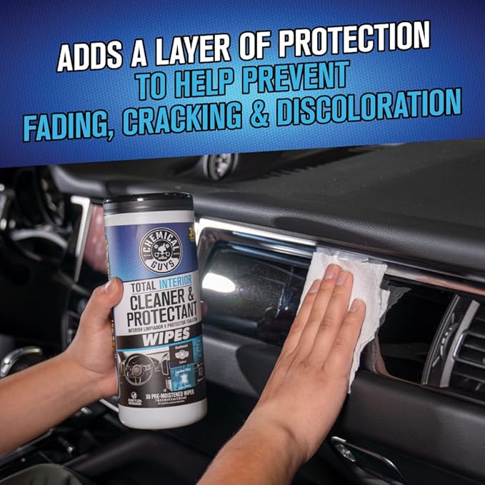 Chemical Guys Canister Wipes - Total Interior Cleaner & Protectant, Great For Cars, Trucks, SUVs, RVs, & More (60 Ct)