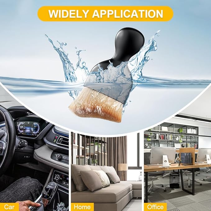 3 PCS Car Detailing Brush, Car Interior Cleaning Dust Brush, Soft Bristle Cleaning Tool Car Accessories for Dashboard, Air Vents, Computer, Keyboard (Black)