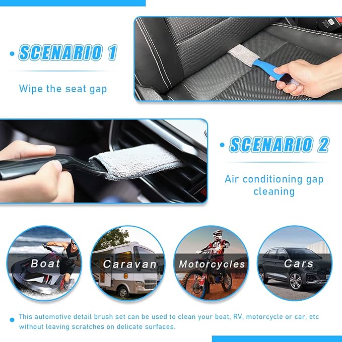 Ziciner 2 PCS Double Head Brush for Car Clean, Soft Auto Interior Duster Detailing Brushes, Universal Vehicle Dashboard Screen, Air Vents, Computer etc Cleaning Tool Accessories (Black)