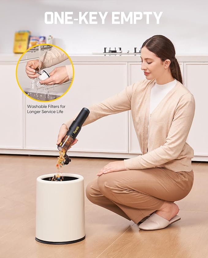 Fanttik Slim V10 Lite Cordless Handheld Vacuum, 0.98lb Lightweight with All-in-One Base Design, Smart LED Display, Portable Mini Vacuum Cleaner for Kitchen Table, Home, Car