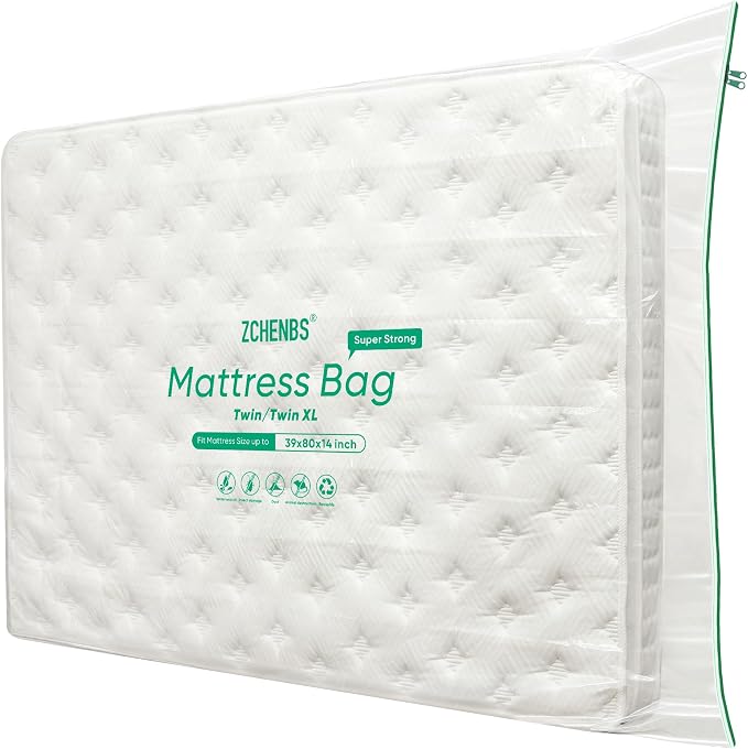 ZCHENBS® - Twin/Twin XL Mattress Bags for Moving, Waterproof Mattress Storage Bag with Zipper, Heavy-Duty 5 Mil Ultra-Th