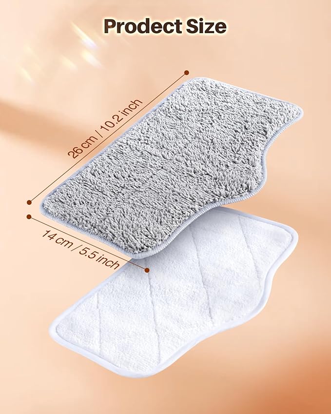 Steam Mop Pads with Washable and Reusable, 6 Pack Replacement, 2 Material Types Accessories Compatible With Steamer Mop for Cleaning Floors and Carpets, White and Gray