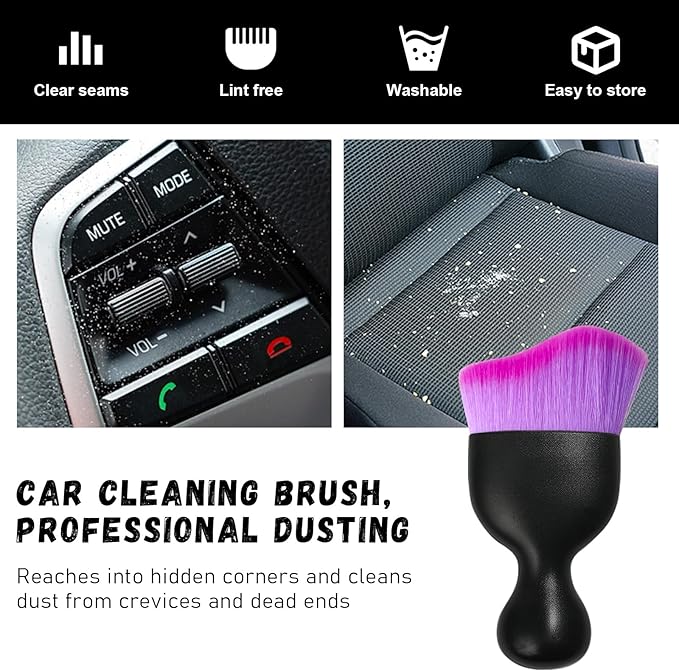 Ziciner 2 PCS Car Detailing Brush, Curved Soft Bristles Auto Removal Dust Collectors, Universal Vehicle Dashboard, Air Conditioner Vents etc Interior Cleaning Tool Accessories (Double Purple)